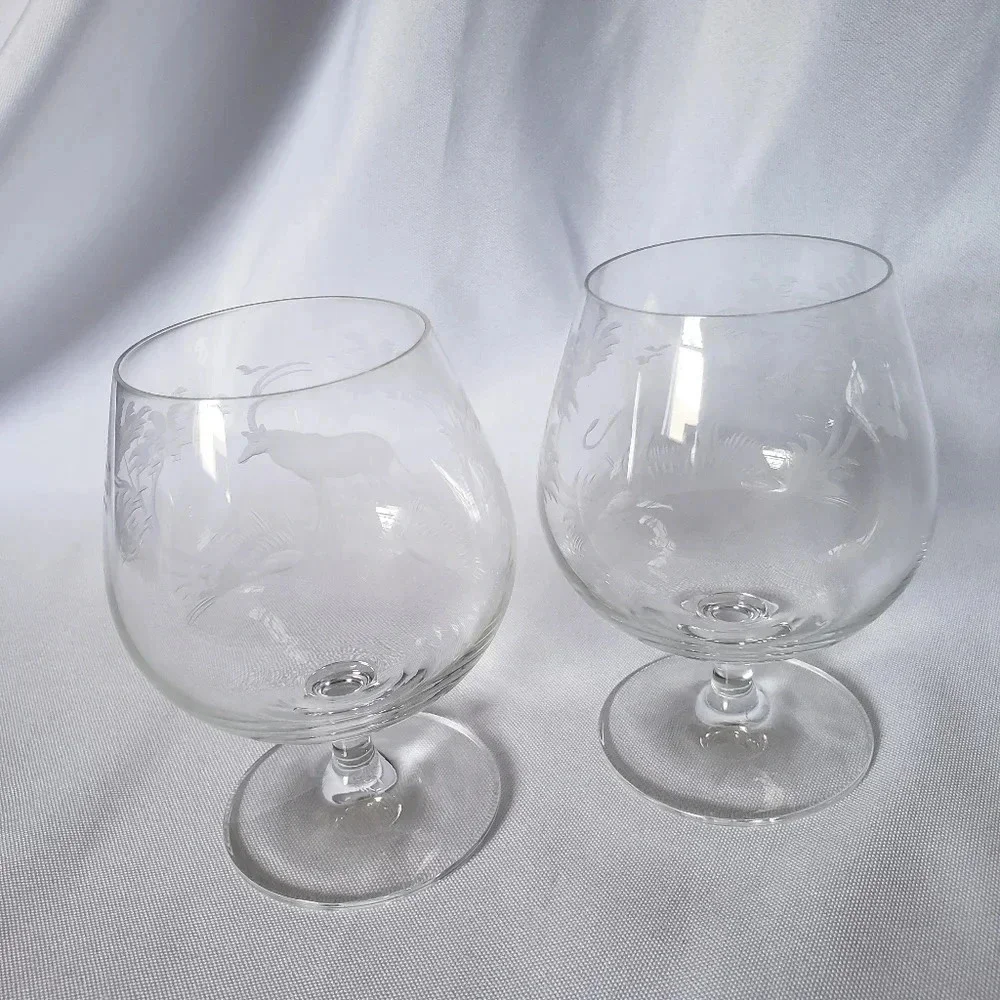 Set of 2 crystal brandy snifter glasses